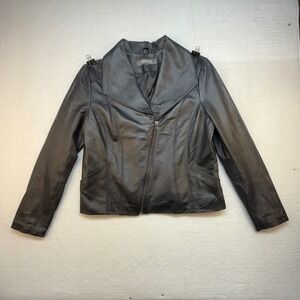 Kenneth Cole‎ Reaction Black Motorcycle Leather Jacket L